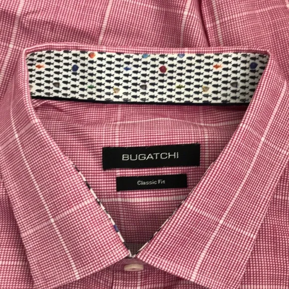 Bugatchi Mens Red White Dress Shirt - Picture 4 of 7